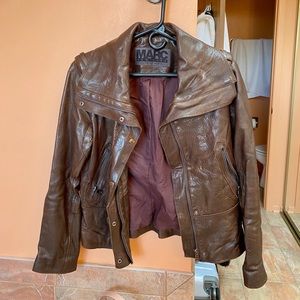 Brown leather jacket
